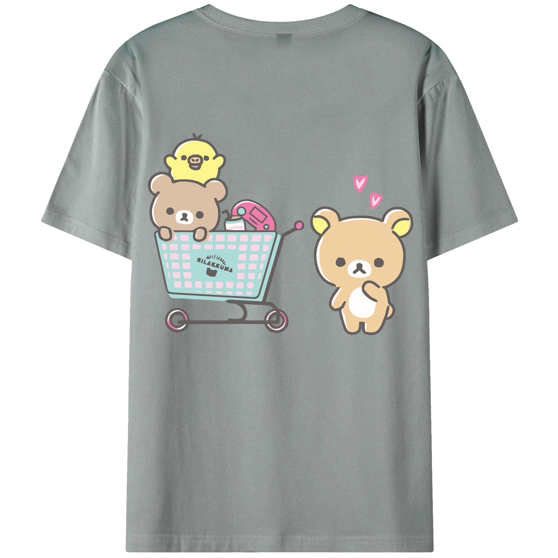 （画像用） リラックマ リラックマ キイロイトリ Rilakkuma Korilakkuma Kiiroitori 綿100％ メンズ半袖Tシャツ（バックプリント） 通気性